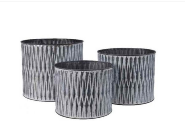 Aztec Zinc Round Planter