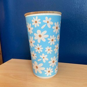 Blue Daisy Bamboo Storage Jar