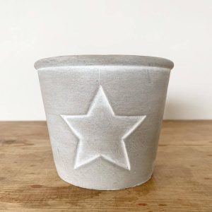 Cement Pot White Star Outline