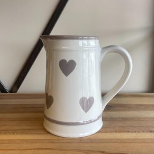 White Heart Jug with Grey Hearts
