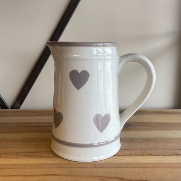 White Heart Jug with Grey Hearts