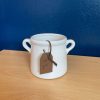 White pot with Leatherette Tag - Image 2