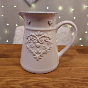 White Ornate Heart Jug