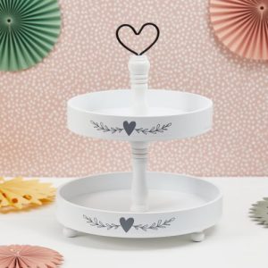White Heart 2 Tiered Tray